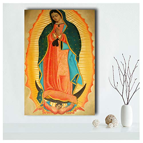 Lienzo Poster Tela NUESTRA SEÑORA DE GUADALUPE POSTER Virgen María Católica Icono Cartel Impreso Decoración Para El Hogar -40x60cm Sin Marco