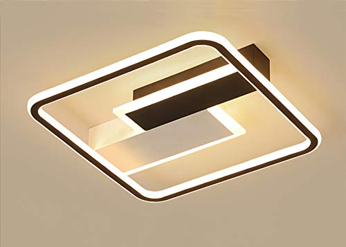 Luces de techo LED Lámpara de Sala de Dormitorio Lámpara de techo Moderna Regulable para Restaurante Decoración de Creativo Luz de techo, Plaza Marco de Aluminio Acrílico Cortinas Diseño ∅50cm 80W