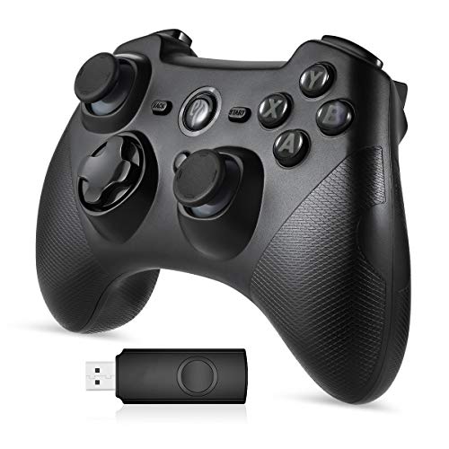 Mando Inalámbrico, [Regalos] EasySMX 2.4G Wireless Gamepad, Controller Wireless Incorporado Bateria con Vibración Dual y TURBO para Windows/PS3/Android/Tablet / PC / TV o TV Box, Joystick Inalámbrico