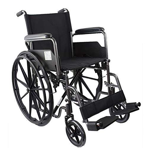 Mobiclinic, modelo S220, Silla de ruedas plegable premium, autopropulsable, ortopédica, para minusválidos, de acero, reposapiés y reposabrazos extraíbles, color Negro, asiento 46 cm, ultraligera