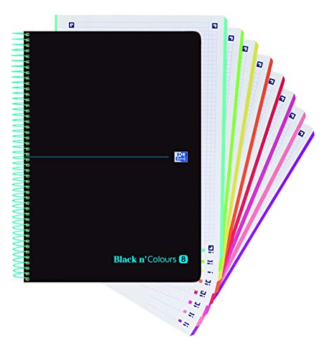 Oxford Black N'Colours - Europeanbook8 espiral, tapa plástico A4+, 5 x 5, Negro/Azul Oxford Black N'Colours - Europeanbook8 espiral, tapa plástico A4+, 5 x 5, Negro/Azul