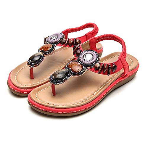 SUIWO Sandalias for las mujeres cómoda sandalia de la plataforma calza los zapatos de la playa del verano Viajes Bohemia sandalias de las señoras del dedo del pie Pinch Mar Apartamento de vacaciones f
