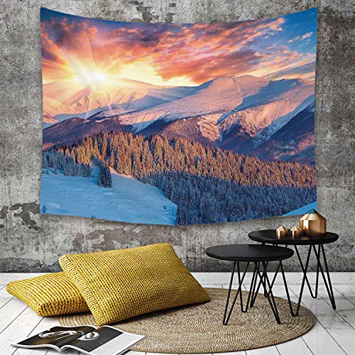 Tapestry,Hippie Tapiz,tapiz de pared con decoración para el hogar,Decoración del apartamento, impresionante vista a la montaña con un colo,para picnic Mantel o Toalla de Playa redonda 130 x 150 cm