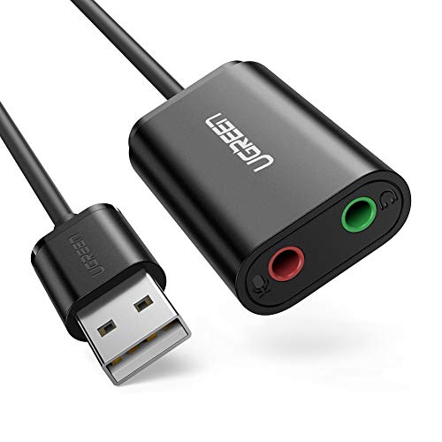 UGREEN Tarjeta de Sonido USB, Tarjeta de Sonido Externa Adaptador Audio y Micrófono 3.5mm, Conector Jack USB Plug y Plag para PC, Laptop, Raspberry pi 3, PS4, Altavoces Estéreo, Auriculares (Negro) UGREEN Tarjeta de Sonido USB, Tarjeta de Sonido Externa Adaptador Audio y Micrófono 3.5mm, Conector Jack USB Plug y Plag para PC, Laptop, Raspberry pi 3, PS4, Altavoces Estéreo, Auriculares (Negro)