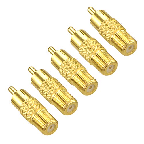 VCE 5-Pack F Tipo hembra a RCA Macho Cable coaxial Adaptador de audio Conector Chapado en oro VCE 5-Pack F Tipo hembra a RCA Macho Cable coaxial Adaptador de audio Conector Chapado en oro