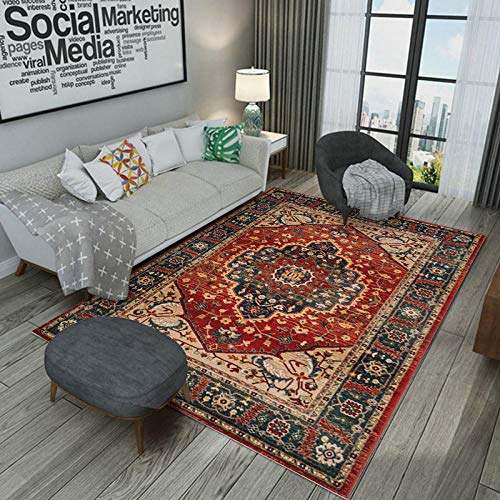Vlejoy Nueva Alfombra Tradicional Oriental Sala de Estar área Grande Interior Retro patrón Persa diseño Moderno Resistencia a la presión no es fácil de desvanecer-120x180cm Vlejoy Nueva Alfombra Tradicional Oriental Sala de Estar área Grande Interior Retro patrón Persa diseño Moderno Resistencia a la presión no es fácil de desvanecer-120x180cm