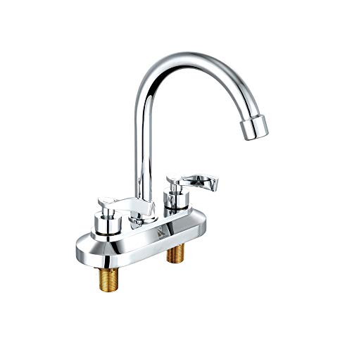 WJJS Grifo baño 2 Mango 4 Pulgadas baño Grifo del Fregadero Cromo Pulido, lavamanos Doble Mezclador Grifo montado Cubierta con el Pop-up Fuga Agua del Grifo (Plata Brillante) WJJS Grifo baño 2 Mango 4 Pulgadas baño Grifo del Fregadero Cromo Pulido, lavamanos Doble Mezclador Grifo montado Cubierta con el Pop-up Fuga Agua del Grifo (Plata Brillante)