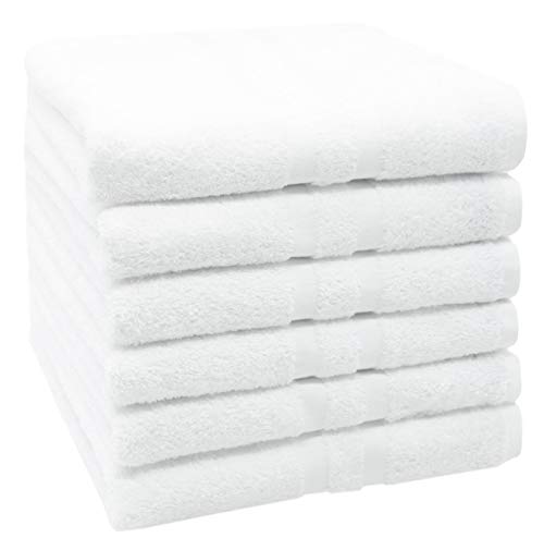 ZOLLNER 6 Toallas de Lavabo Blancas Grandes, Rizo de algodón 100%, 50x100 cm ZOLLNER 6 Toallas de Lavabo Blancas Grandes, Rizo de algodón 100%, 50x100 cm