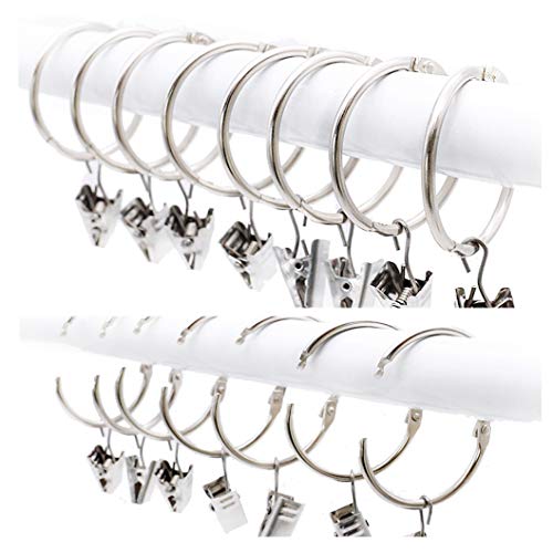 25 Pack Anillas para Cortinas con Pinza, Ganchos Decorativos del Anillo de Cortina de Ventana del Metal con Clip Fuerte, Resistente Herrumbre, Fácil de Abrir y Cerrar, 38mm Diámetro Interior, Plata 25 Pack Anillas para Cortinas con Pinza, Ganchos Decorativos del Anillo de Cortina de Ventana del Metal con Clip Fuerte, Resistente Herrumbre, Fácil de Abrir y Cerrar, 38mm Diámetro Interior, Plata