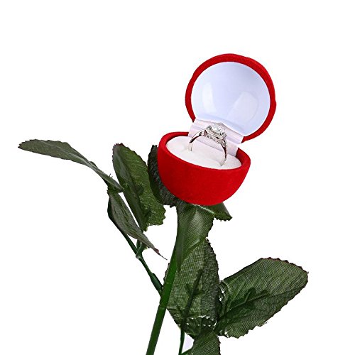 Afufu Caja de Anillos Forma de Rosa Roja para Propuesta de Matrimonio, Día de San Valentin Regalo