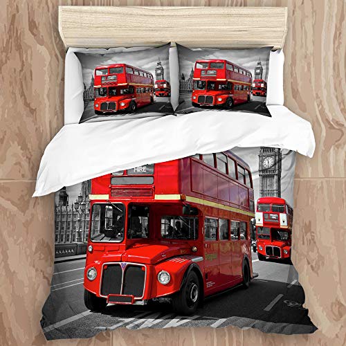 AIMILUX Ropa de Cama，Capital Inglaterra GB Gran bretaña Londres Viajes Reino Unido Big Ben gotic parlamento Palacio Westminster Torre Reloj，Cubierta de la Colcha 200x200cm，Funda de Almohada 50x80cm