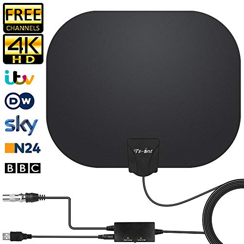 Antena de TV Interior, Oval Negro Antena de TV Digital para Interiores de Alcance de 130KM con Amplificador Inteligente de Señal, Adecuada para Canales de TV Gratis 1080P 4K, Cable Coaxial de 5M Antena de TV Interior, Oval Negro Antena de TV Digital para Interiores de Alcance de 130KM con Amplificador Inteligente de Señal, Adecuada para Canales de TV Gratis 1080P 4K, Cable Coaxial de 5M