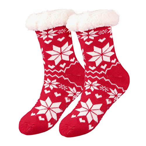 Calcetines de Navidad, Invierno Mujer Gruesos Lana Calcetines Térmicos de Piso Antideslizantes, Tejer Doble Lana Calcetines de Casa para Mujeres Chicas Regalo de Navidad Interior, Talla Unica Calcetines de Navidad, Invierno Mujer Gruesos Lana Calcetines Térmicos de Piso Antideslizantes, Tejer Doble Lana Calcetines de Casa para Mujeres Chicas Regalo de Navidad Interior, Talla Unica