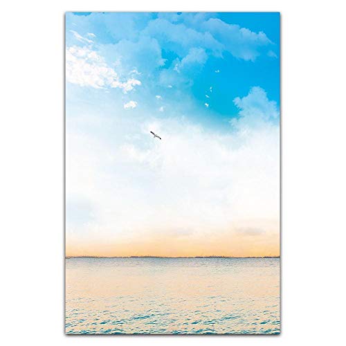 Cielo Azul y Nube Blanca apartamento Frente al mar Verano Sol Paisaje decoración de la Pared póster Lienzo Pintura Imprimir Imagen decoración 40x60cm Sin Marco BW0030 1