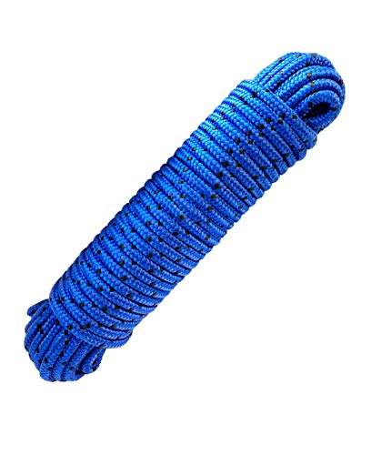 Cuerda 20 m x 8 mm – Cuerda de polipropileno (PP), azul/negro cuerda de amarre, multiusos cuerda, carga de rotura: 700 kg