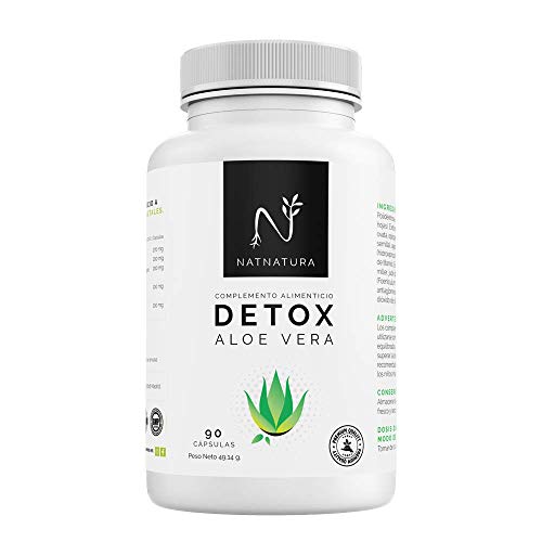 Detox Aloe Vera+Hinojo. Plan detox adelgazante natural para eliminar toxinas y limpieza de colon.Suplemento alimenticio vegetal a base de aloe vera puro. Vegano y sin gluten. 90 capsulas vegetales.