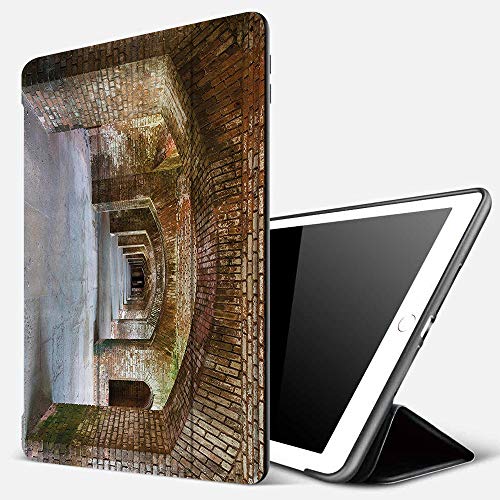 Funda iPad 10.2 Inch 2018/2019,Conjunto de Apartamentos, Arcos de ladrillo en Dry Tortugas Old Fort Patrimonio histórico Atracción turística Vinta,Cubierta Trasera Delgada Smart Auto Wake/Sleep