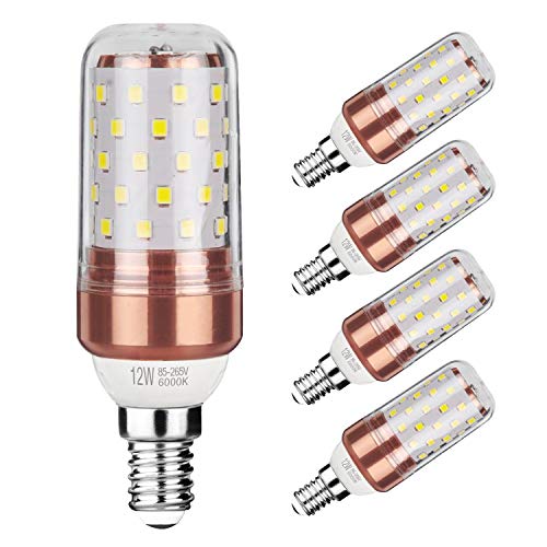Gezee LED maíz bombilla 12W E14 6000K blanco frío LED Candelabros bombillas, 100 W bombilla incandescente equivalente, 1200lm, LED vela bombillas No regulables(5 Packs) Gezee LED maíz bombilla 12W E14 6000K blanco frío LED Candelabros bombillas, 100 W bombilla incandescente equivalente, 1200lm, LED vela bombillas No regulables(5 Packs)