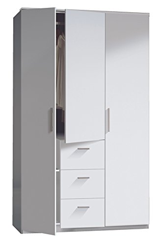 Habitdesign WRD353BO - Armario tres puertas y tres cajones, acabado en color Blancoo Brillo, medidas: 117x203x52 cm de fondo Habitdesign WRD353BO - Armario tres puertas y tres cajones, acabado en color Blancoo Brillo, medidas: 117x203x52 cm de fondo
