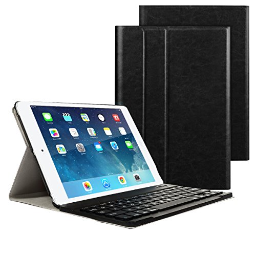 iPad 9.7 2017/2018 Funda de teclado, Besmall teclado inalámbrico Bluetooth con cuero de la PU cubierta Para Nuevo Apple iPad 9.7 Lanzado en 2017/2018, iPad Air 1/2, iPad Pro 9.7 - Negro