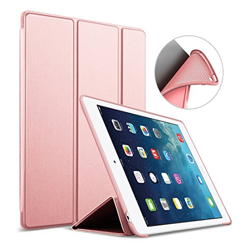 iPad Air 1 Funda, GOOJODOQ Ligero Smart Case Cover con Magnetic Auto Sleep/Wake Función Piel Sintética a Prueba de Golpes Suave Silicona TPU Funda para iPad Air 1 Oro Rosa