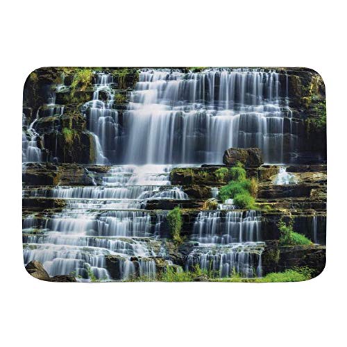 KASMILN Alfombra De Baño,Cocina,Mascota,Antideslizante,Cascada y el Medio de la Selva Tropical Campiña Natural,Multifuncional,Súper Absorbente KASMILN Alfombra De Baño,Cocina,Mascota,Antideslizante,Cascada y el Medio de la Selva Tropical Campiña Natural,Multifuncional,Súper Absorbente