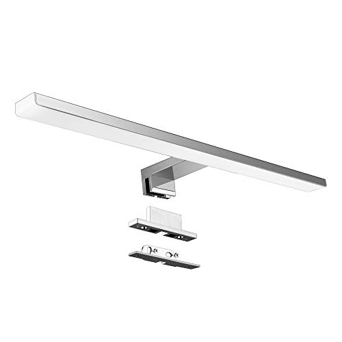 Lámpara de Espejo Baño 10W 820lm 50cm,Aourow Luz Espejo Blanco Neutro 4000K,Impermeable IP44 230V,3 en 1 Espejo+Armario+Pared,Contra Niebla Acero Inoxidable,Aplique de Baño,500mm