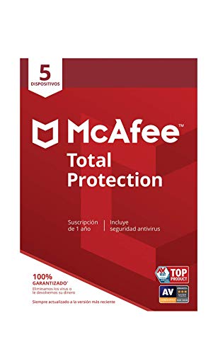 McAfee Total Protection - Antivirus | 5 Dispositivos | Suscripción de 1 año | PC/Mac/Android/Smartphones| Código de activación por correo