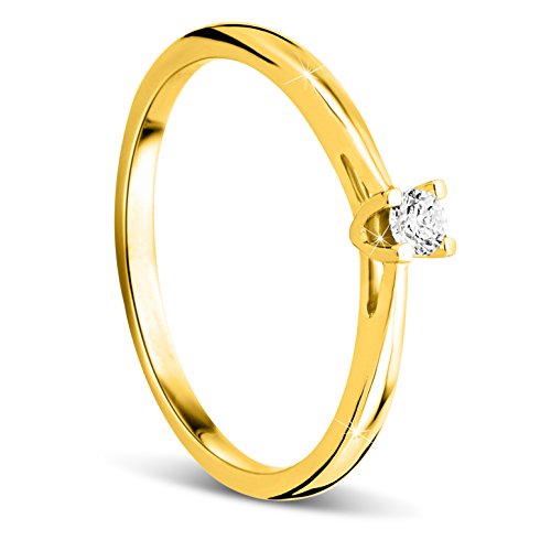 Orovi anillo de mujer solitario 0.07 Quilates diamantes en oro amarillo 9 kilates ley 375