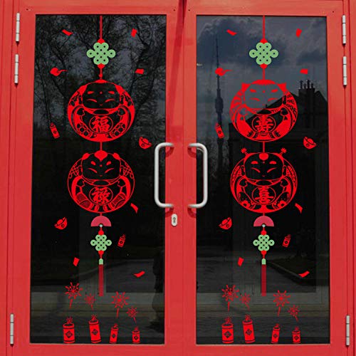 Pegatinas de pared Onlymygod Pegatinas de pared de muñeca de bendición de Año Nuevo estudio de ventana decoración de pared pintura pegatinas 58x46cm