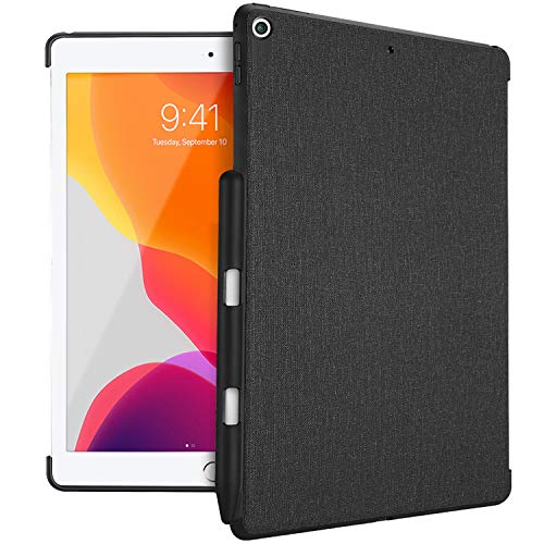 ProCase Funda Posterior iPad 10.2" 2019, Carcasa Trasera Sin Tapa con Portalápiz para 2019 Apple iPad 7.ª Generación 10.2", Compatible con Apple Smart Cover -Negro