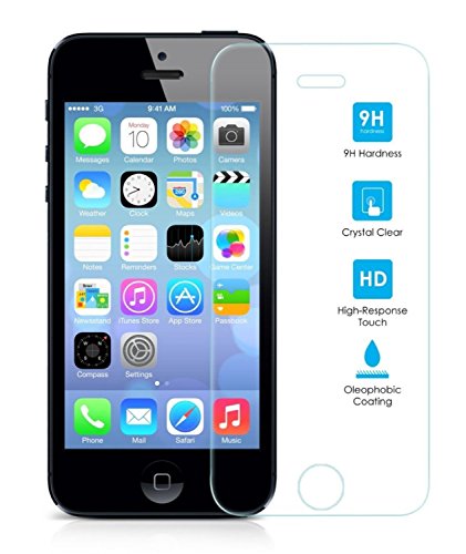 REY Protector de Pantalla para iPhone 5/5S/5C/SE Cristal Vidrio Templado Premium REY Protector de Pantalla para iPhone 5/5S/5C/SE Cristal Vidrio Templado Premium
