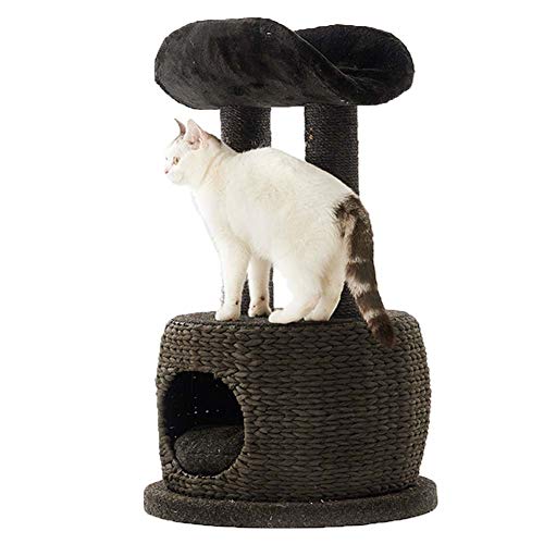 SHIJINHAO-Árbol de gato Columpio Arqueado Plataforma Cuerda De Papel Tejeduría Respirable Gran Espacio Apartamento (Color : Black, Size : 50x50x70cm)