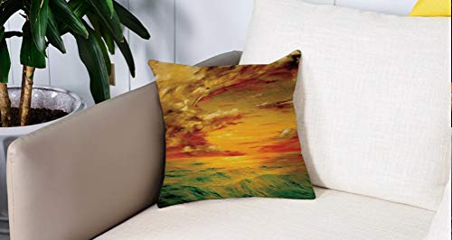 Square Soft and Cozy Pillow Covers,Paisaje, vista mística Puesta de sol frente a la costa de California Vista al mar ligeramente o,Funda para Decorar Sofá Dormitorio Decoración Funda de almohada.