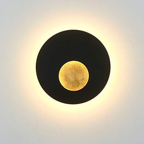 Topmo-plus creativo Bañadores de pared Luz pared hierro interior Lámparas de pared eclipse de sol/eclipse de luna / 18W EPISTAR SMD/para dormitorio, pasillo, comedor 9.84 inch negro + dorado 3000K