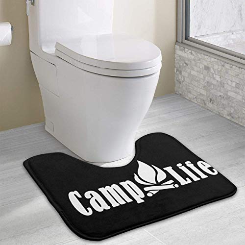 Vidmkeo colory Camp Life Toilet Carpet Anti-Slip Contour Bath Rug Carpet Mat for Toilet Nonslip Toilet Floor Mat 19.2"x15.7"