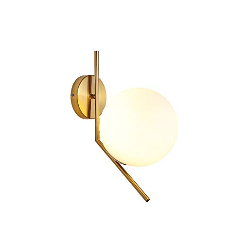Villa de lujo, lámpara de pared, metal dorado, lámpara de pared, apliques, bola blanca, pantalla de cristal, pantalla de pared, lámpara de pared, decoración, sala de estar, comedor, tienda de ropa E27 Villa de lujo, lámpara de pared, metal dorado, lámpara de pared, apliques, bola blanca, pantalla de cristal, pantalla de pared, lámpara de pared, decoración, sala de estar, comedor, tienda de ropa E27