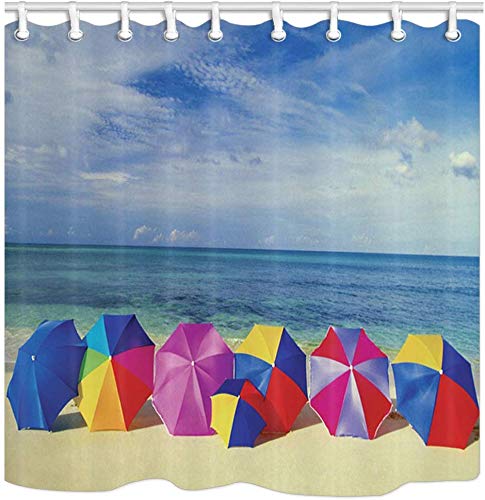 vrupi Cortina Ducha con Vista al mar sombrilla Color Playa decoración Apartamentos Vacaciones Verano decoración Dormitorio Tela Impermeable poliéster 71x71 Pulgadas Incluye Doce Ganchos plástico vrupi Cortina Ducha con Vista al mar sombrilla Color Playa decoración Apartamentos Vacaciones Verano decoración Dormitorio Tela Impermeable poliéster 71x71 Pulgadas Incluye Doce Ganchos plástico