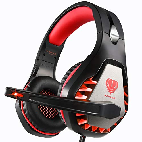 Auriculares Gaming con Microfono para PS4/PC/Xbox/One/MAC, Cascos Gaming con Bass Surround y Cancelacion Ruido con Luz LED, Micrófono y Almohadillas Ajustables con 3.5mm Jack