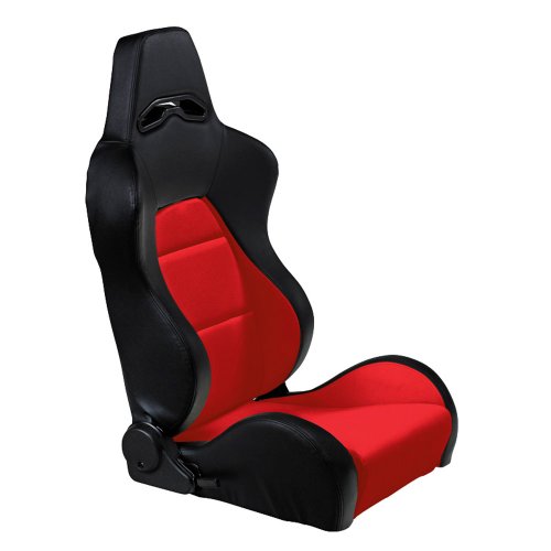 Autostyle - Asiento deportivo (PVC), color negro y rojo