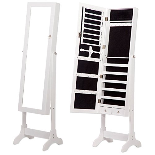 Espejo Joyero Vestidor Tocador de Pie Armario Lacado Blanco Grande 155x41x38cm Espejo Joyero Vestidor Tocador de Pie Armario Lacado Blanco Grande 155x41x38cm