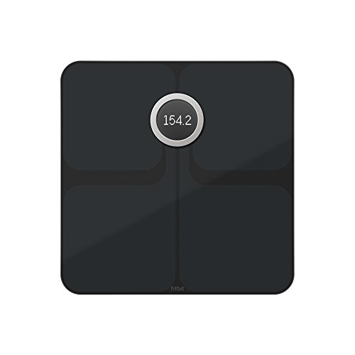 Fitbit Aria 2 Báscula Wi-Fi Inteligente, Unisex Adulto, Negro, Talla Única, acrilonitrilo butadieno estireno (abs), vidrio templado, lcd