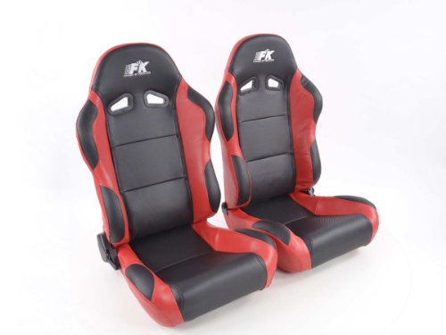 FK Automotive Spacelook Carbon - Asiento deportivo para coche (izquierdo y derecho), color negro y rojo