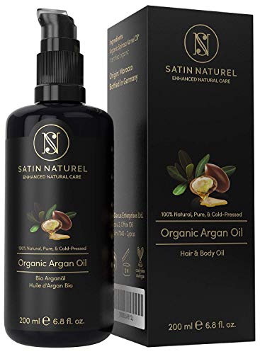 GANADOR 01/20* Aceite de Argán ORGÁNICO Certificado Vegano 200ml - 100% Puro, Nativo y Prensado en Frío - Cuidado Hidratante Antiarrugas para Piel, Pelo y Uñas - Cosmética Natural