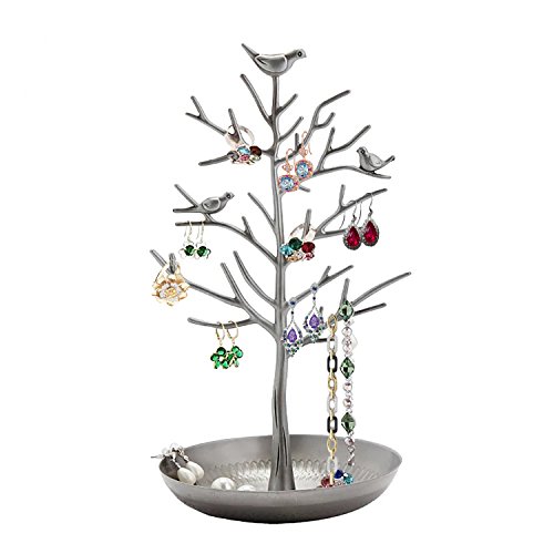 GAOU Soporte para Joyas en Forma de árbol con Pájaros para Colgar, Organizar y Exponer Pendientes, Collares, Pulseras, Mejor Regalo de San Valentín