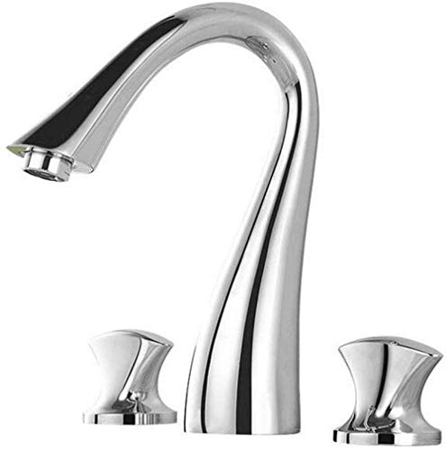 Grifo de baño de moda grifos de lavabo de estilo europeo de tres agujeros con dos manillas de arco alto, válvula de cerámica ABS Bubbler latón cromado