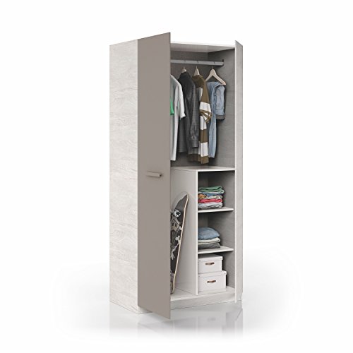 Habitdesign 1S7437Y - Armario Juvenil Acabado Blanco Alpes y Basalto, Medidas 90 x 200 x 52 cm de Fondo Habitdesign 1S7437Y - Armario Juvenil Acabado Blanco Alpes y Basalto, Medidas 90 x 200 x 52 cm de Fondo