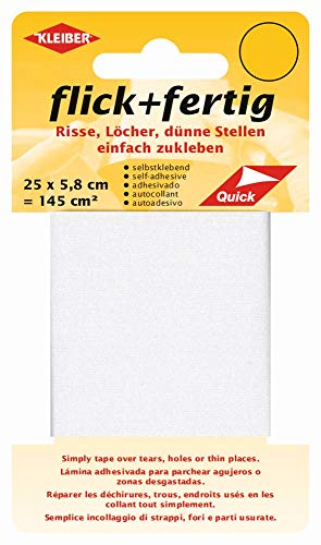 Kleiber 430-74 Cinta de reparación de nailon, autoadhesiva, de Flick Plus Fertig, 145 cm² 74 Weiss Kleiber 430-74 Cinta de reparación de nailon, autoadhesiva, de Flick Plus Fertig, 145 cm² 74 Weiss