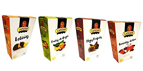 Lote 4 Productos Gourmet LAPASION. Frutas de Aragón, Guindas, Higos trufados, Gajos de naranja confitada bañados en cobertura de chocolate. Lote 4 Productos Gourmet LAPASION. Frutas de Aragón, Guindas, Higos trufados, Gajos de naranja confitada bañados en cobertura de chocolate.