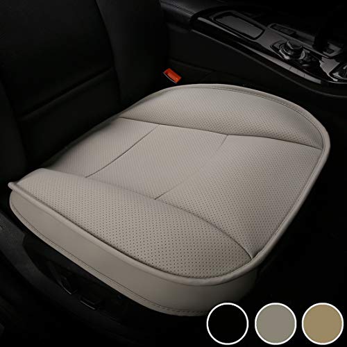 LUOLLOVE Funda Asiento Coche Universale, Interior Coche Funda Coche Asiento Delantero Súper Suave Cómodo,Protector Asiento Coche de Cuero de la PU (1 Pieza Gris)